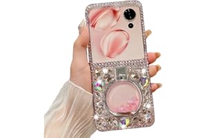 AULZAJU for Motorala Razr 2024/2025 Case Bling Glitter Diamond Design,Razr 2025 Phone Case Cute Handmade Sparkle Rhinestone Slim Soft Crystal Clear TPU Bumper Cover for Moto Razr 2024 Pink