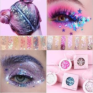 Edanta Glitter Eyeshadow Star Shimmer Christmas Party Makeup Sequin High Pigment Eye Shadow Waterproof Cosmetics Halloween Eyeshadows for Women and Girls Pack of 1 (Blue 1)