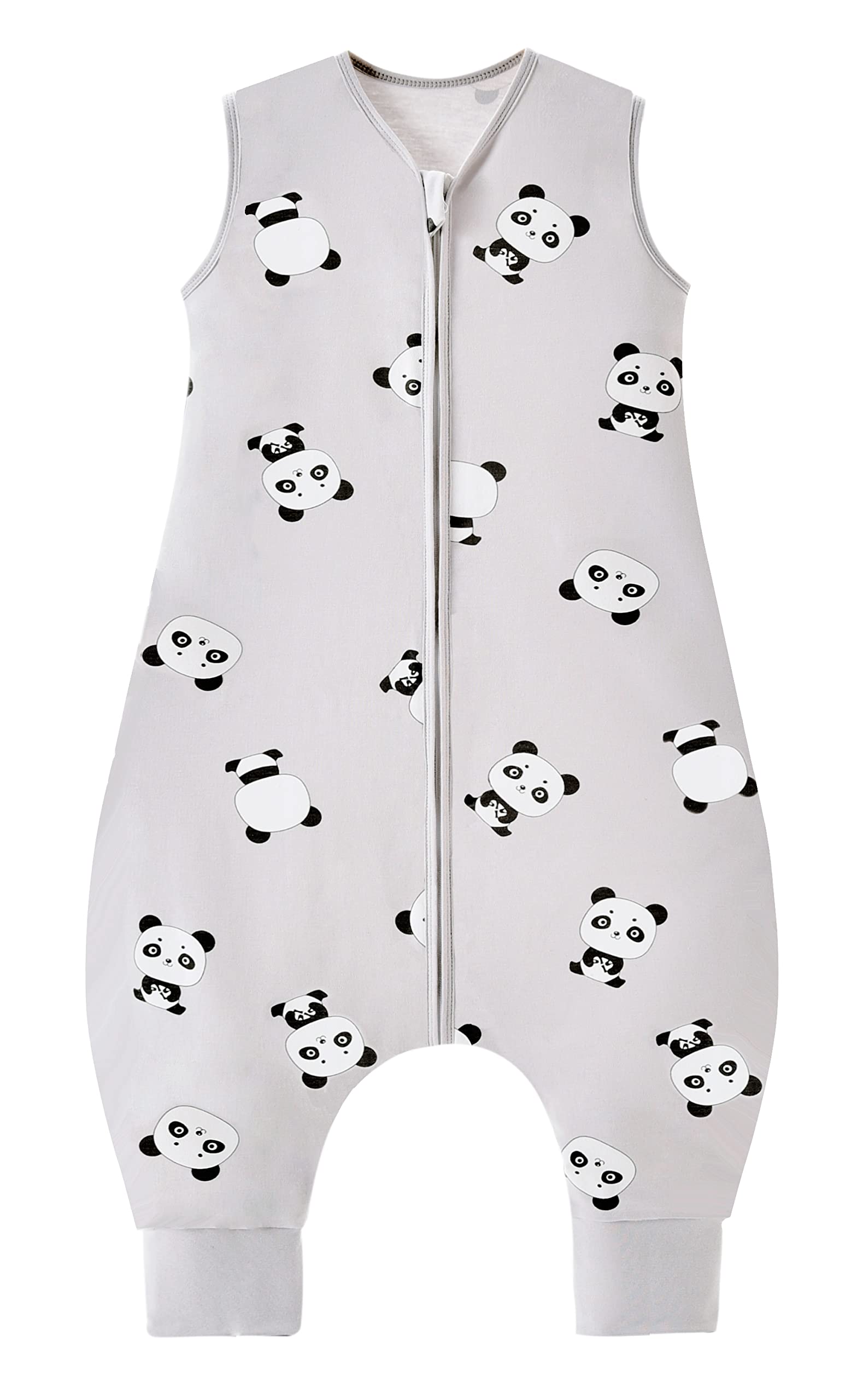Chilsuessy Baby Sleeping Bag with Feet Summer Baby Sleeping Bag 100% Cotton 0.5 Tog Summer Kid Sleeping Bag with Feet for Infant Toddler Sleeveless, Cute Panda, 90cm/3-4 Years