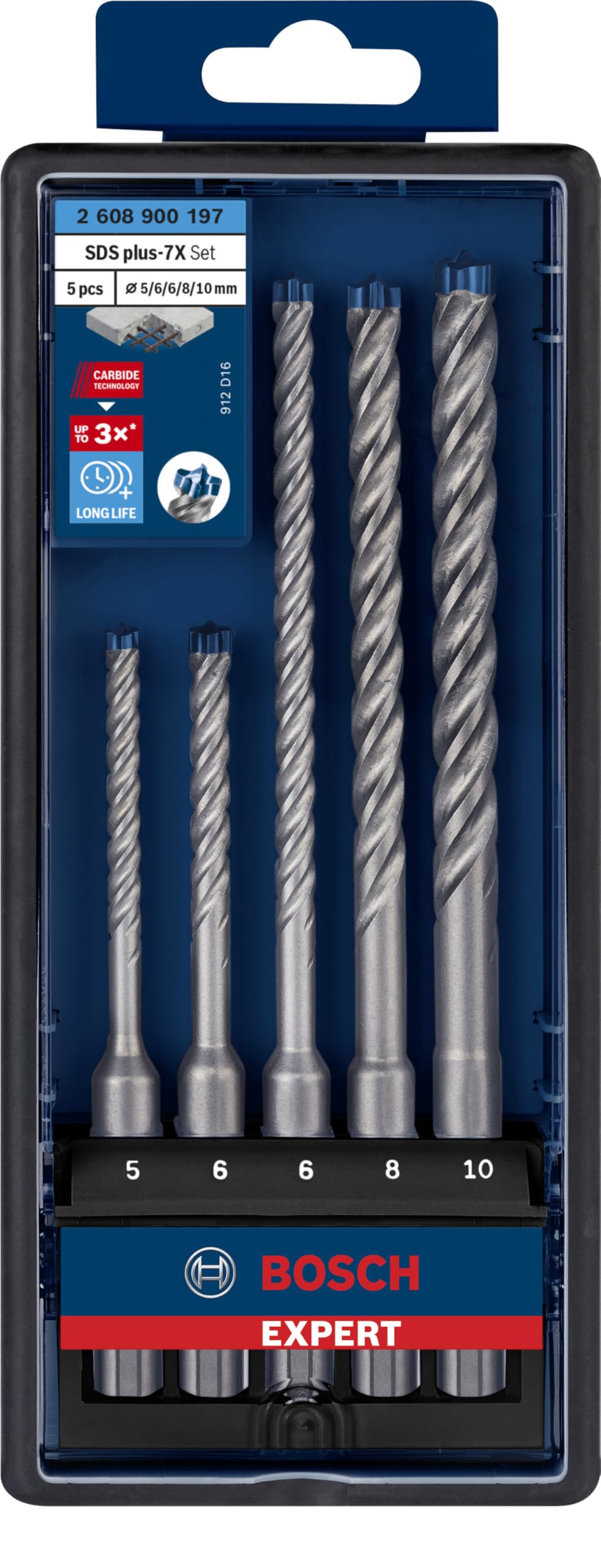 Bosch Professional 5x Expert SDS plus-7X Hammerbohrer Set (für Stahlbeton, Ø 5-10 mm, Zubehör Bohrhammer) | 5 Stück (1er Pack) 2