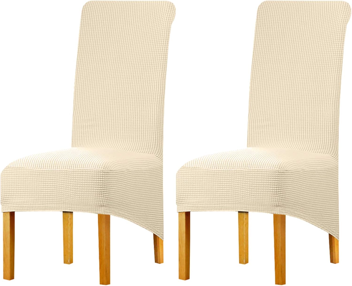 Amazon Com Lellen Large Jacquard Dining Chair Slipcovers Easy To Install Dining Room Chair Protector Parsons Chair Seat Covers Stretch Soft Comfortable Removable Washable Fabric Set Of 2 Beige Kitchen Dining