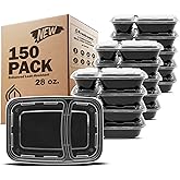 Freshware Meal Prep Containers [150 Pack] 2 Compartment with Lids, Food Storage Containers, Bento Box, BPA Free, Stackable, Microwave/Dishwasher/Freezer Safe (28 oz)