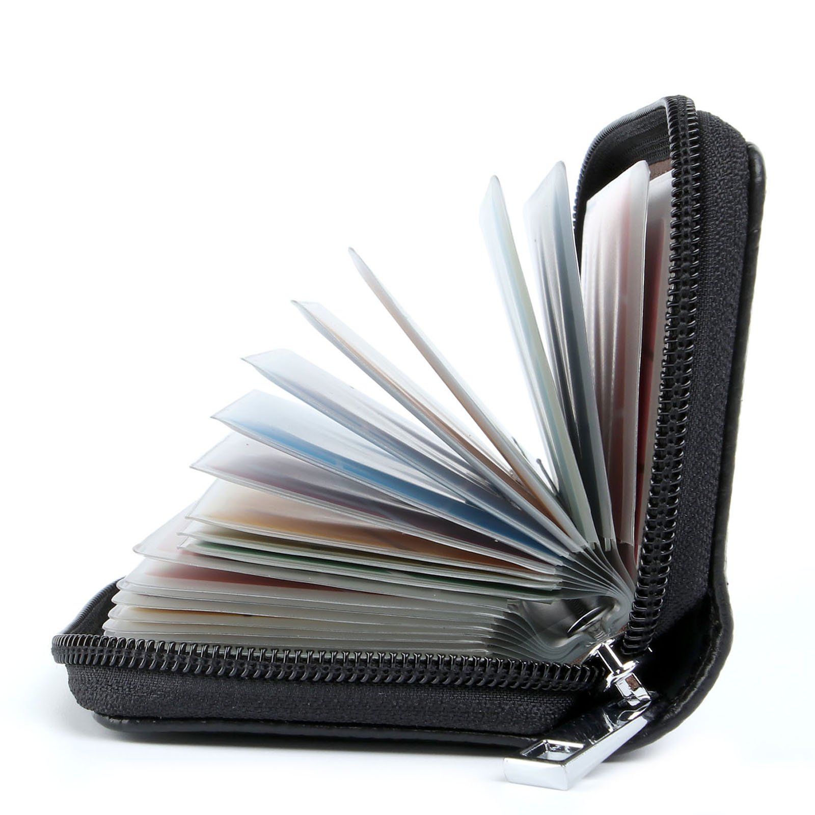 AirZyx Credit Card Holders Women Ladies Leather Credit Card Wallets for Women Ladies 26 Card Slots RFID Protector (Black)