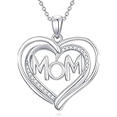 Plesitep Mothers Day Gifts for Mom Sterling silver Necklace Heart Pendant necklace Mother Days Gifts form Son and Daughter