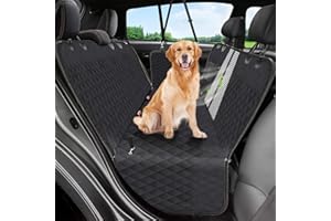 VICTOPER Dog Car Seat Cover, 600D Heavy Durable Dog Seat Cover for Back Seat, 100% Waterproof Scratch Proof Nonslip Dog Hammock for Car with Side Flap, Pet Back Seat Covers for Car with Seatbelt Black