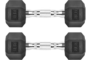 ZOOMSTER Hex Dumbbells Rubber Coated Cast Iron Hex Black Dumbbell Free Weights for Exercises