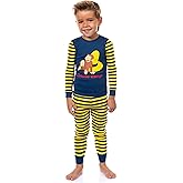 INTIMO Curious George Toddler Boys' Tight Fit Character Banana Striped Sleep Pajama Set Long Sleeves Pants