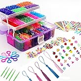 YITOHOP 15000+ Rubber Loom Bands, Mega Rubber Bands Bracelet Kit,Loom Bracelet Making Kit with 3 Layer Container,30 Colors,380 Beads,30 Charms,Clips, Hooks Tools for DIY Art Christmas Holiday Gift