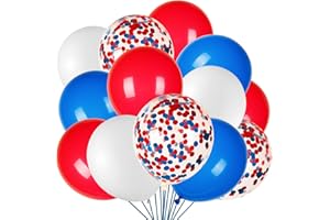 JOYYPOP 80Pcs Red White and Blue Latex Balloons with Confetti Balloons for 4th of July Decorations Independence Day Patriotic Anniversary