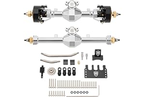 MEUS Racing Isokinetic 3-Section CVD Front and Rear Axles Maximum Steering Angle 52° Wider +5MM for Axial SCX24 Deadbolt C10 JLU Gladiator Bronco 1/24 RC Crawler Upgrade Parts (Electroplated Silver)