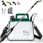 Battery Powered Garden Sprayer 2.1 Gallon, 2500mA Electric Weed Sprayer with Rechargeable Handle, 4 Mist Nozzles, 37" Retractable Wand, Adjustable Shoulder Strap, Pump Sprayers in Lawn & Yard (Green)