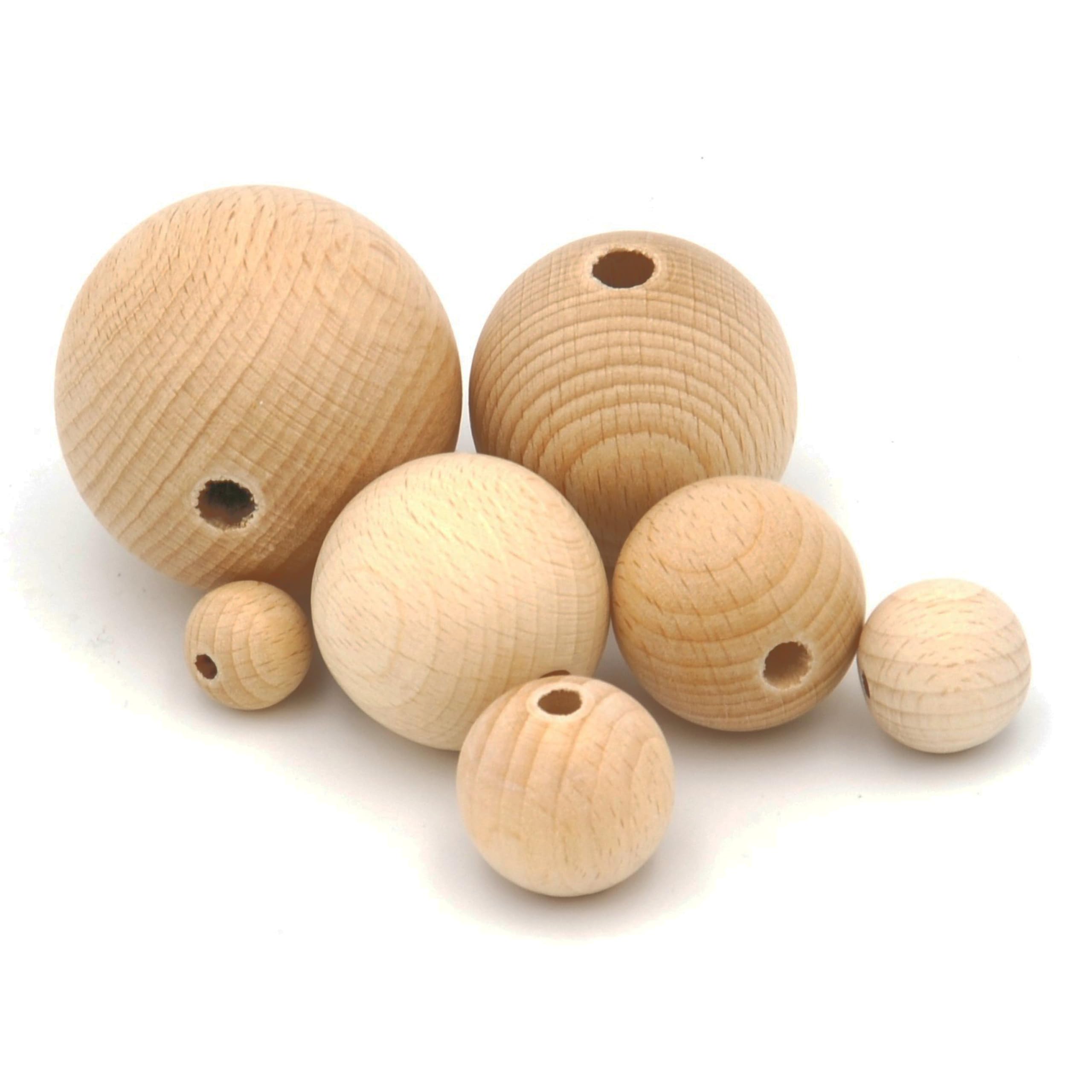 JOWE Wooden Balls 30 mm for Crafts 30 pcs | Wooden Craft Balls 3 cm with Holes in Beech | Made in Austria