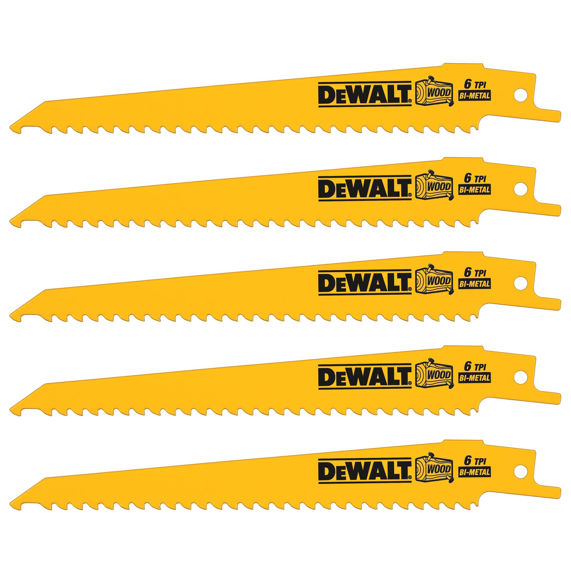 DeWalt DT2359QZ 152mm Reciprocating Blade Fast Cuts Wood with Nails Plastics, DT2359-QZ