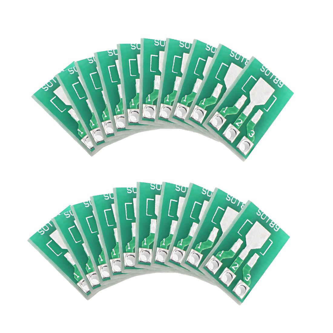 sourcingmap SOT223 3PIN 1.5 / SOT89 3PIN 2.3 to SIP3 Adapter PCB Board Surface Mounted Devices Converter 20pcs