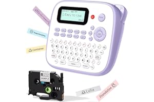 EazeID Label Maker Machine with-Tape Waterproof, Purple Desktop Label Maker for Teachers Kids Classroom Gifts, Portable Labeler with Multiple Symbols &Fonts for Home Office School Use, D210S