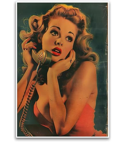 Amazon.com: Vintage Pin-Up Girl Poster - Retro Art Wall Decor
