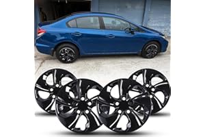 Winjet 15" Set of 4 Hubcaps for 2006-2011, 2013-2015 Honda Civic Wheel Covers for 2006 2007 2008 2009 2010 2011 2013 2014 2015 Honda Civic, Only Fit Steel Wheel Bolt On Installation (Black Lacquer)