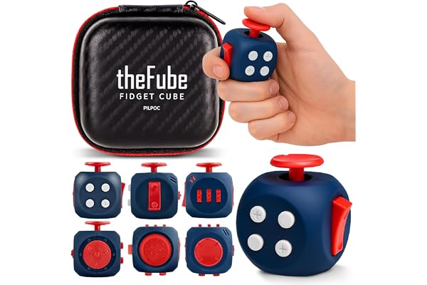 PILPOC theFube 6 Sided Fidget Toy Cube for Adults and Kids (Sapphire-Pearl-Crimson)
