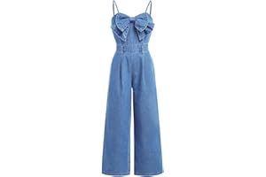 Floerns Girl's Bowknot Sleeveless Overall Denim Jumpsuit Kids Baggy Jeans Pants