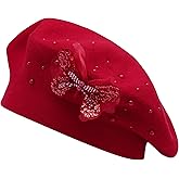 ZLYC Womens French Beret hat, Reversible Solid Color Mosaic Warm Beret Cap for Girls