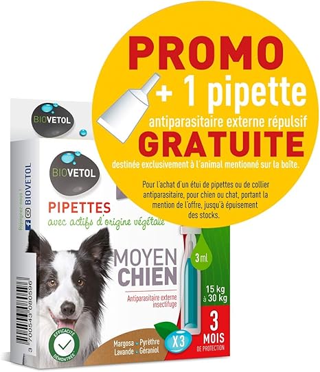 Biovetol Offre Speciale Pipettes Anti Puce Pour Moyen Chien De 15 à 30 Kg 3x3ml 1 Offerte