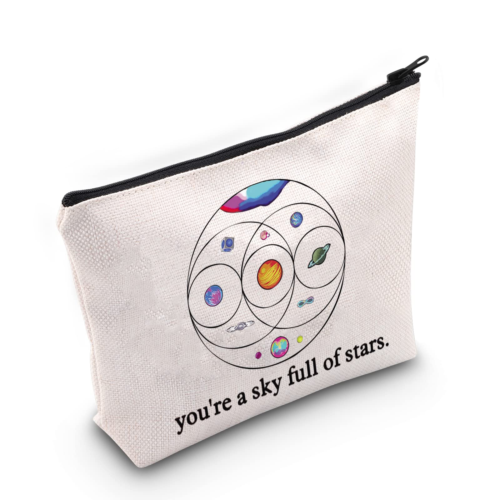 LEVLO Music Band Cosmetic Make Up Bag Star Moon Sun Lover Gift You're a Sky Full of Stars Make Up Zipper Bag for Women Girls, You're a Sky Full of Stars