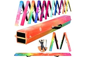 MARFULA 6 FT / 8 FT / 9 FT Folding Gymnastics Beam Foam Balance Floor Beam - Extra Firm - Suede Cover - Anti Slip Bottom with Carry Bag for Kids/Adults Home Use