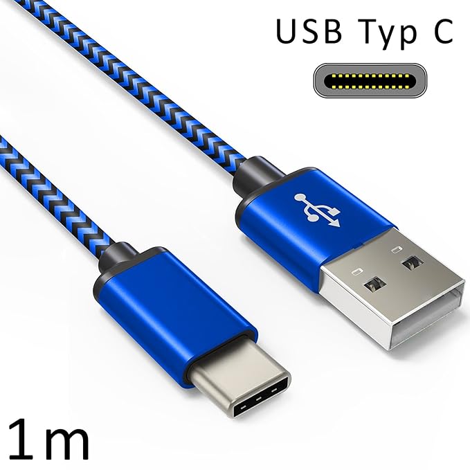 Coverlounge - Nylon USB Typ C Kabel/Datenkabel/Ladekabel [2.1 A] kompatibel für alle Xiaomi Smartphones mit USB Typ C Anschlu