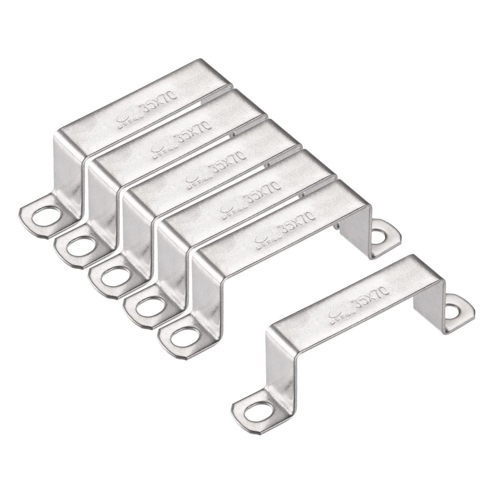 TA-VIGOR 6Pcs U Shaped Connector Bracket, 70mm x 35mm Stainless Steel Bracket Stainless Steel Pipe Clamp, Heavy Duty Conduit Clamps for Door Closed Bar Holder Strut, Pipe Tube Wire Fixing