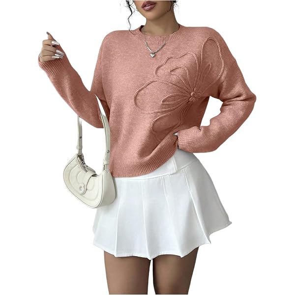 Buy Verdusa Women's Mock Neck Bell Sleeve Crop Sweater Knit Pullover Tops, Apricot, Medium At