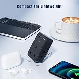 Aodeng UK to US Travel Adapter 6 in 1 with 2 USB Ports Type C Shaver UK plug view 4