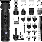 Scttomon Beard Trimmer for Men Professional Mens Beard Grooming Kit T-Blade Trimmer Electric Shaver Razor Nose Body Trimmer Hair Cutting Kit Cordless 7 in 1 Black
