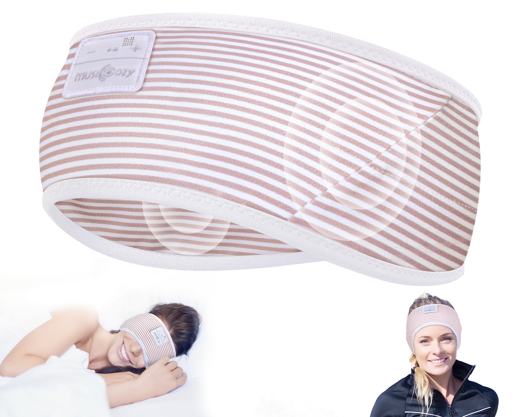 Photo 1 of MUSICOZY Sleep Headphones Bluetooth 5.4 Headband, Wireless Earphones Sweat Resistant Earbuds with Ultra-Thin HD Stereo Speaker for Workout Running(White Red)