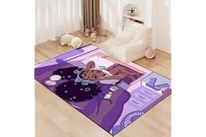 kodhyvj African American Black Girl Magic Rug for Girl Room Afor Black Magic Girls Area Rug for Girl Bedroom Purple Art Music Girl Carpet for Kids Room Living Room Floor Mats, 2x3 Feet