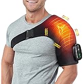 Cordless Shoulder Heating Pad, Shoulder Massager for Pain Relief Deep Tissue,Heated Shoulder Wrap & Brace with 3 Heat & Vibration Modes, Men & Women (Black)