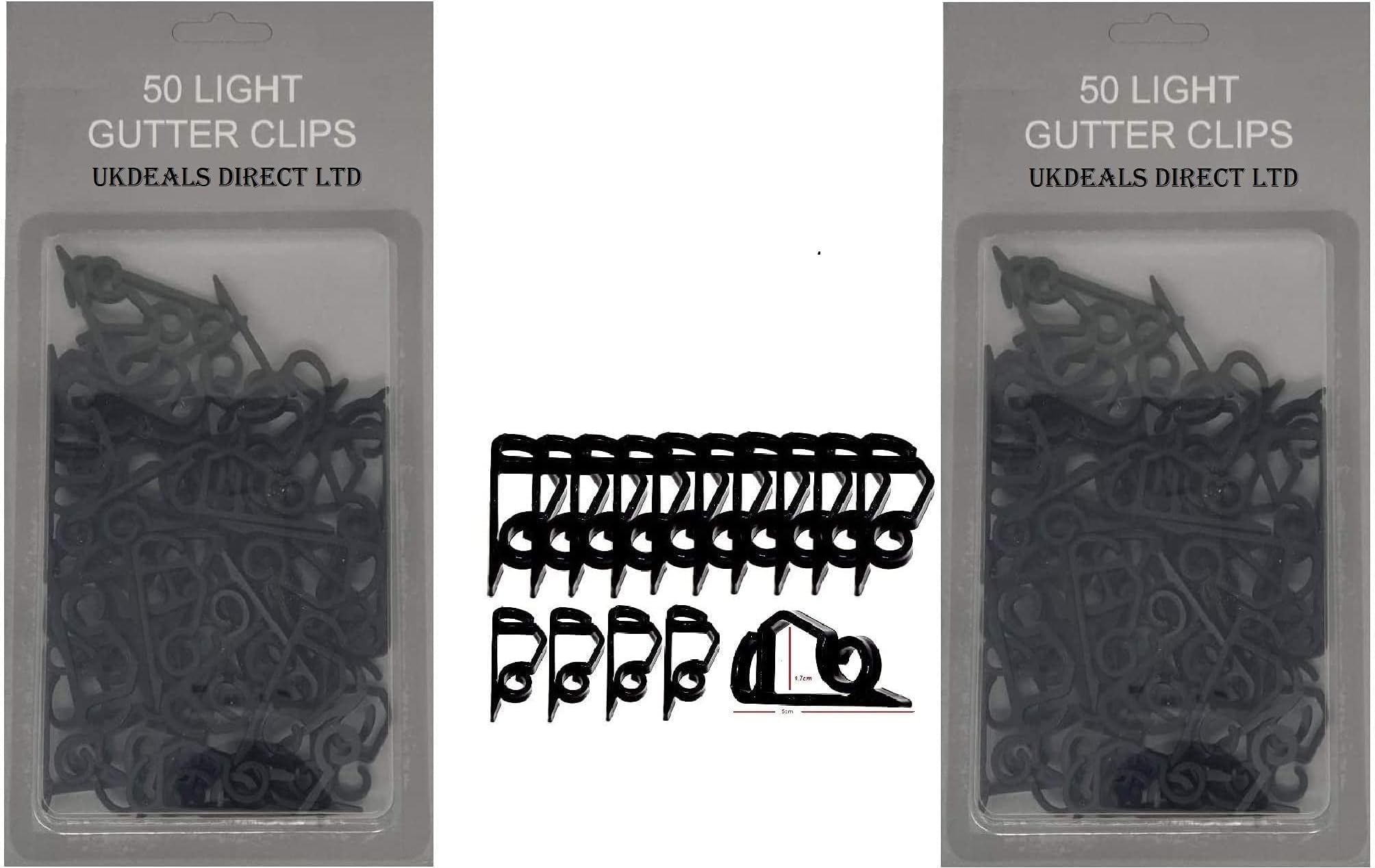 UKDeals Direct Gutter Hooks for Hanging Outdoor Christmas Xmas String Lights/Rope Lights Gutter Clips (Black (Pack of 100))