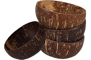 FOMIYES 4pcs Natural Polished Coconut Shell Bowls 9-10cm Small Multi-Purpose Snack Serving Bowls for Beach