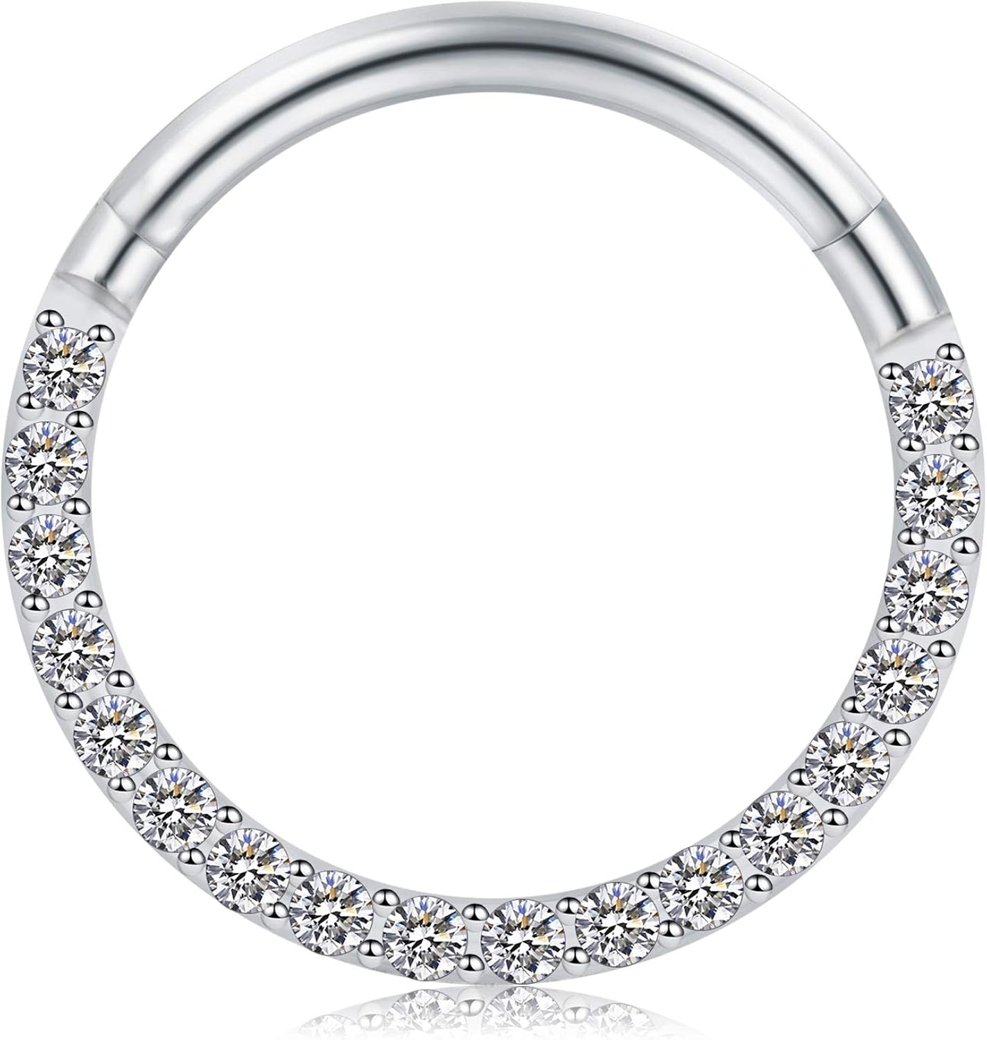 Mayhoop 16G Diamond Helix Hoop Ring, Surgical Stainless Steel Septum Clicker for Daith Tragus Piercing