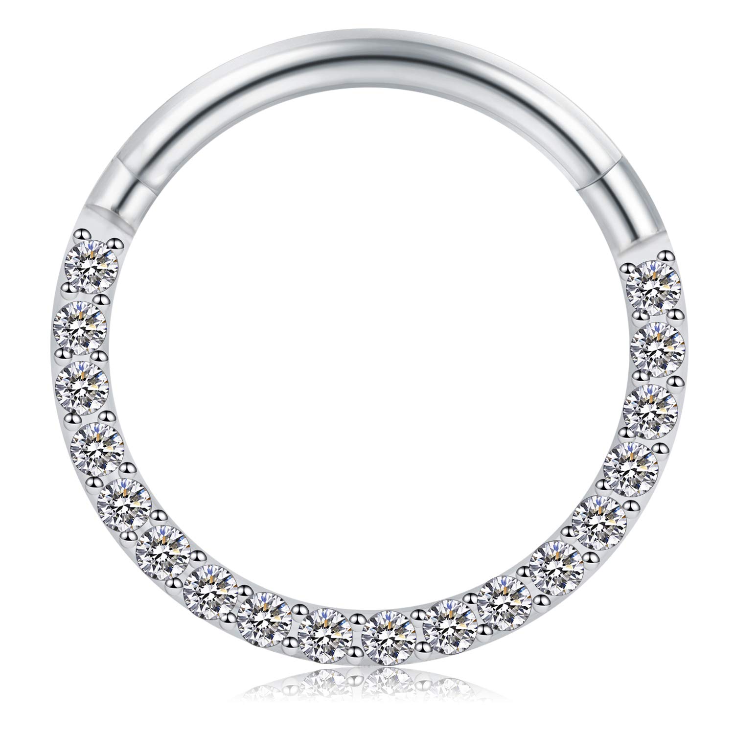 Mayhoop 16G Diamond Helix Hoop Ring - Surgical Stainless Steel Septum Clicker for Daith Tragus Piercing - 10mm Silver Body Jewelry for Women Men