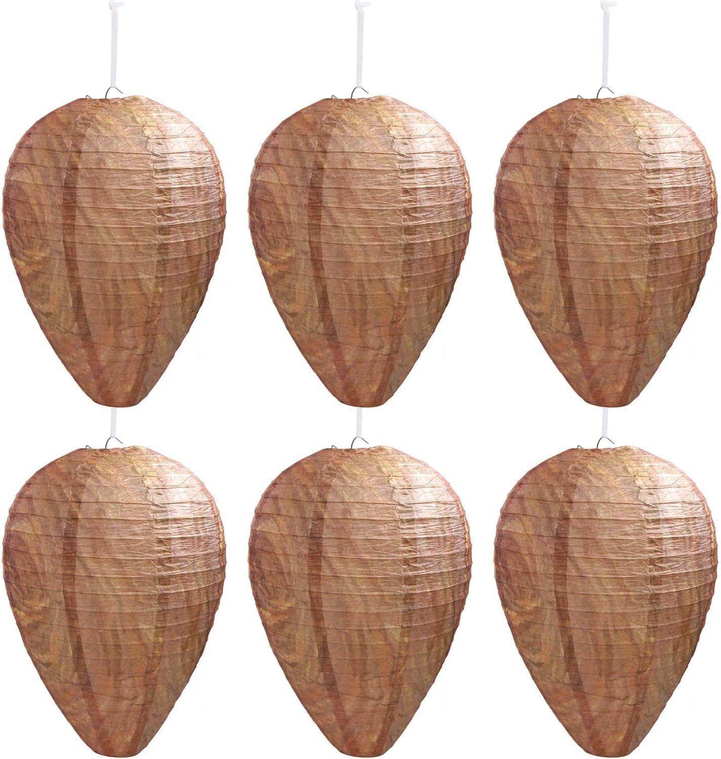 Augshy Wasp Nest Decoy, 6 Pack Fake Artificial Hornet Nests Hanging Deterrent for Home and Garden Outdoor