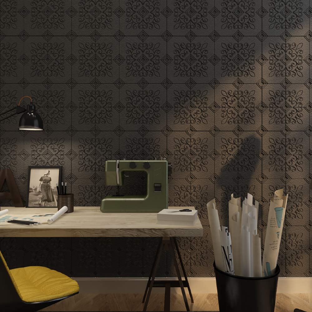 Yangman 3d Mousse Mur Panneaux Auto Adhésif Gris Foncé