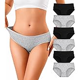 OLIKEME Womens Underwear Cotton Hipster Panties Low Rise No Show Briefs Soft Stretch Breathable Ladies Panties 6 Pack