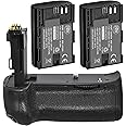 Battery Grip Kit for Canon EOS 70D, EOS 80D, EOS 90D Digital SLR Camera Includes Qty 2 BM Prmeium LP-E6 Batteries + BG-E14 Replacement Battery Grip