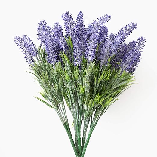 lvmeng 5 Bundles Artificial Lavender Bouquet Fake Lavender Bunch Purple Lavender Flowers