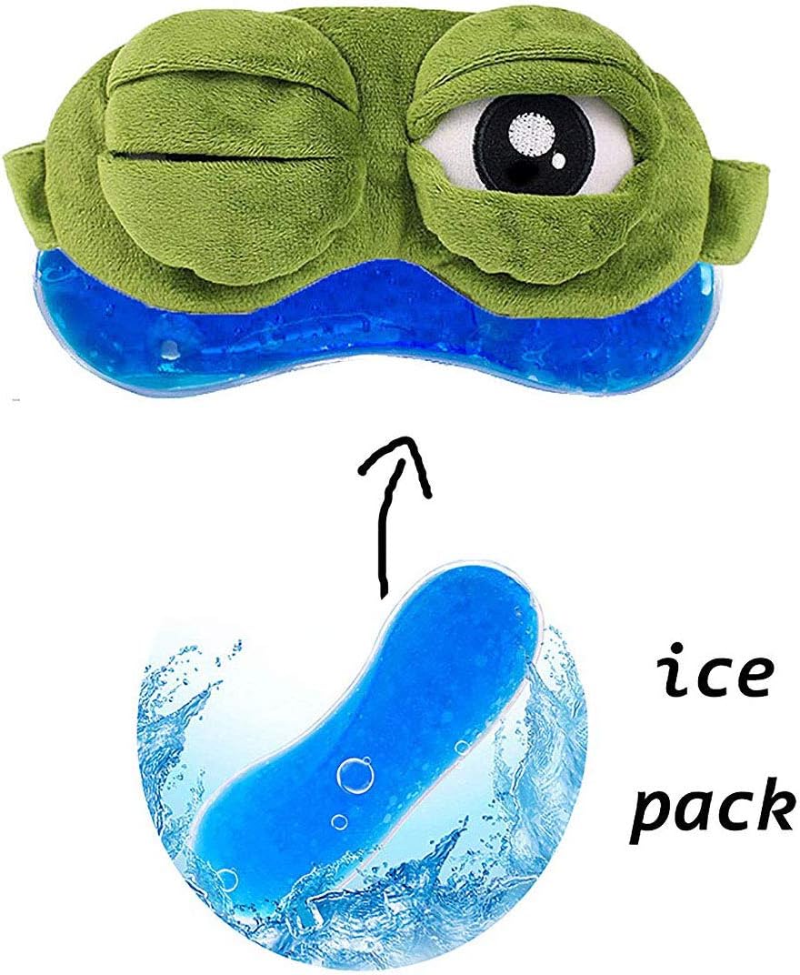 LHKJ Creative Cartoon 3D Frog Eye Mask Fluff Eyeshade Funny Gift Anime, Green - Image 4