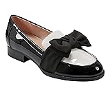 Bandolino Women's LINDIO Loafer, Black/Cream Patent