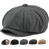 Xinveen Men's 8 Panel Newsboy Cap Vintage Tweed Cap Herringbone Cabbie Flat Cap