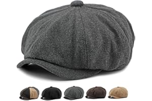 Xinveen Men's 8 Panel Newsboy Cap Vintage Tweed Cap Herringbone Cabbie Flat Cap