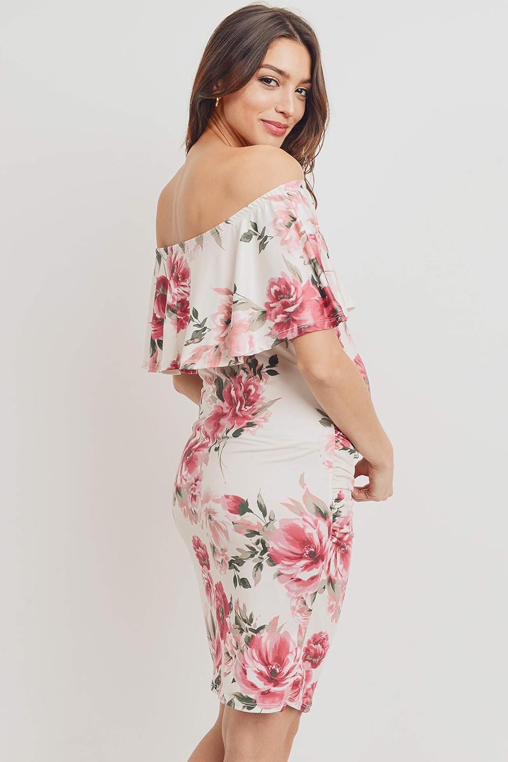Hello MIZ Women's Floral Ruffle Off Shoulder Maternity Dress - Made in USA at  Women’s Clothing store