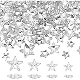 FINGERINSPIRE 100 Pcs 4 Styles Mini Star Glass Rhinestones Pointed Back Star Rhinestones Embelishments No Hole Clear Glass Rhinestones with Silver Plated Back for Wedding Engagement Party